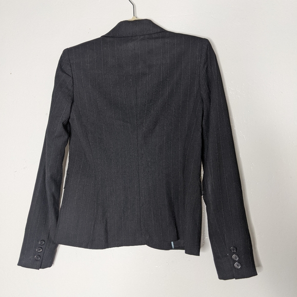 Elie Tahari Pin Stripe Button Front Blazer Grey - Picture 3 of 11